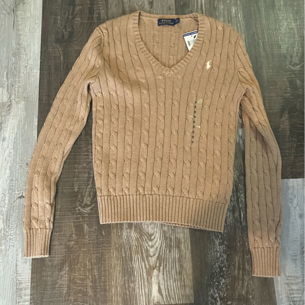 Brand new Ralph Lauren knitted sweater - neck- tan color
